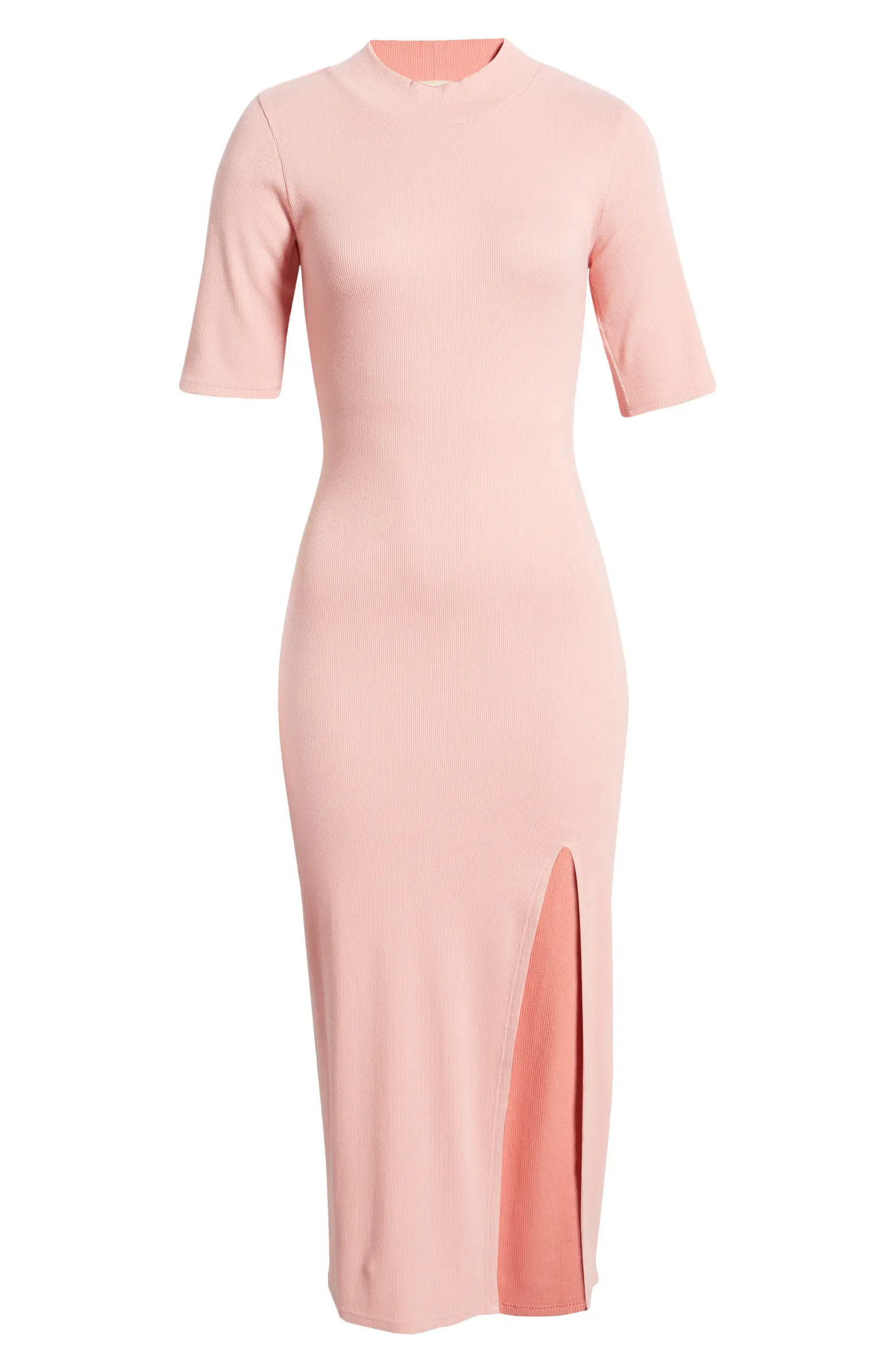Open Edit Mock Neck Rib Midi Dress | Nordstrom | Nordstrom