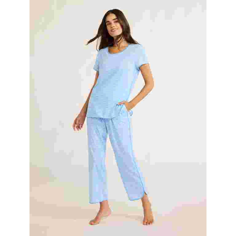 Joyspun Women's and Women’s Plus Lightweight Sleep Tee and Pants Set, 2-Piece, Sizes XS to 3X | Walmart (US)