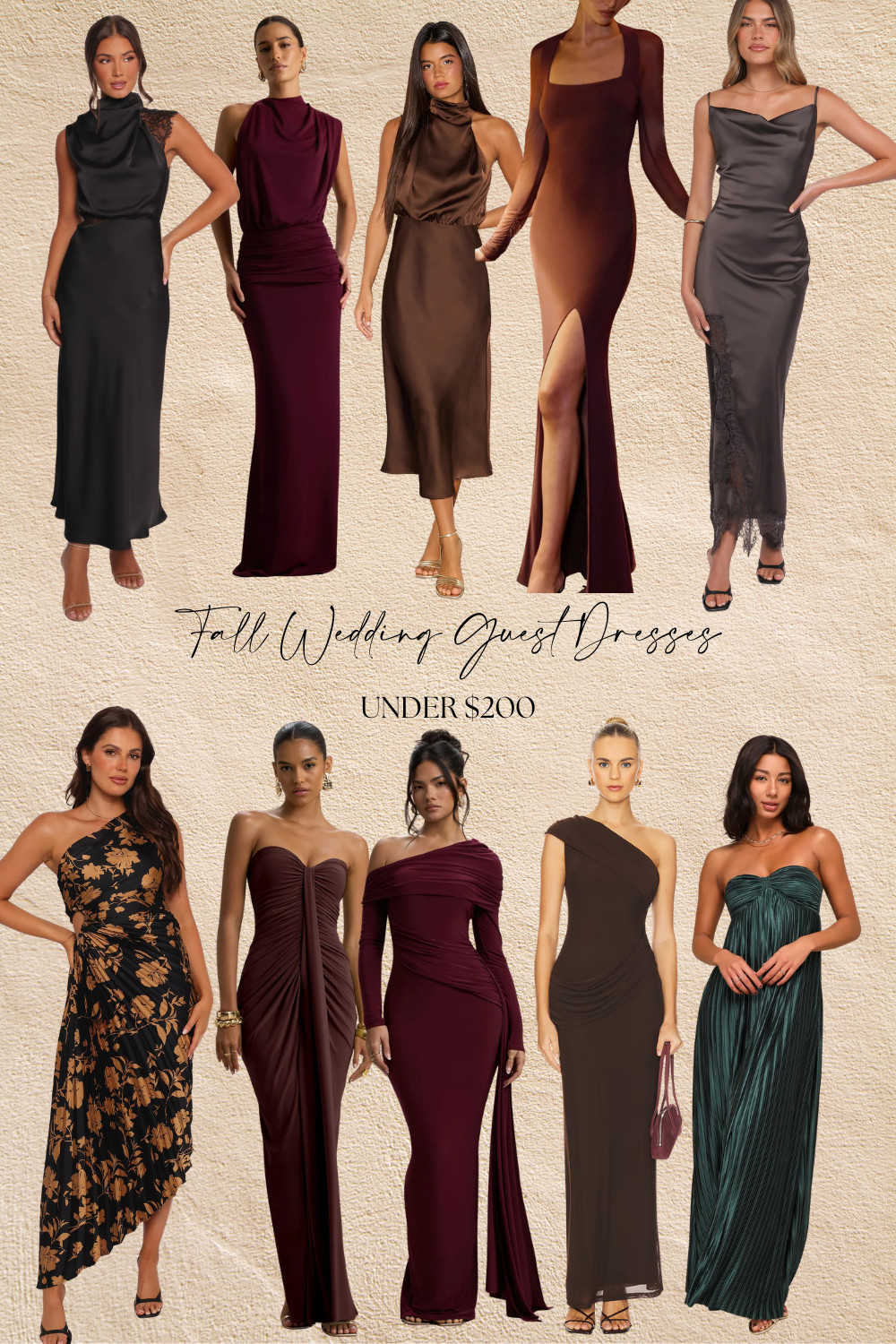  Serving fall romance🍂🍷 Think deep wines, warm browns, silky satins, and flattering silhouettes — all under $200.  Whether it’s black tie, formal, or cocktail, these are the moment for your next autumn wedding.

 

#LTKWedding #LTKootd