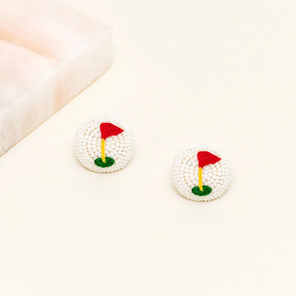 Golf Ball Studs White | Mignonne Gavigan