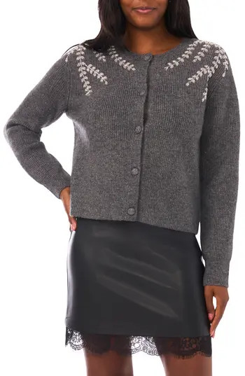 Vince Camuto Crystal Detail Cardigan in Medium Heather Grey at Nordstrom Rack, Size X-Small P | Nordstrom Rack