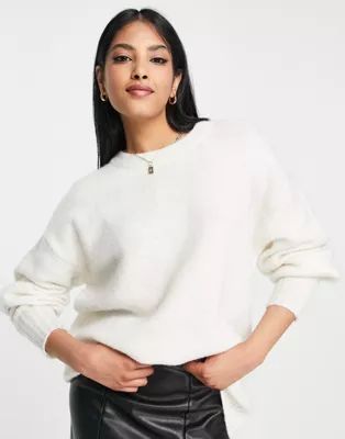 Topshop knitted crew neck sweater in ivory | ASOS (Global)