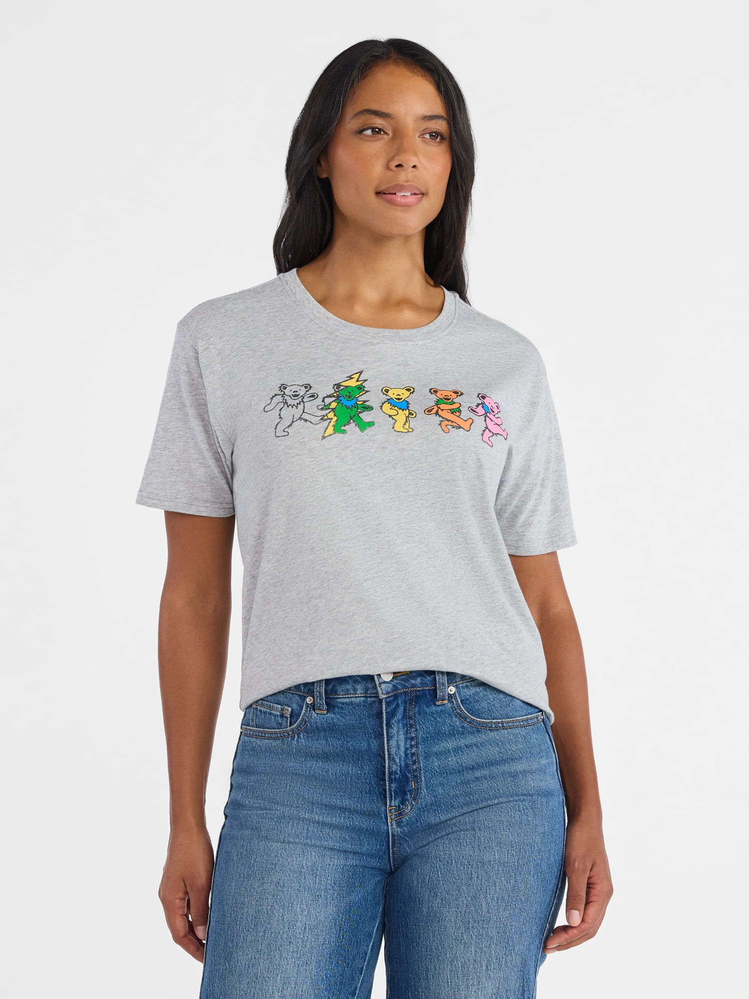 Time and Tru Women's Grateful Dead Dancing Bear Line Up Graphic Tee with Short Sleeves, Sizes XS-... | Walmart (US)