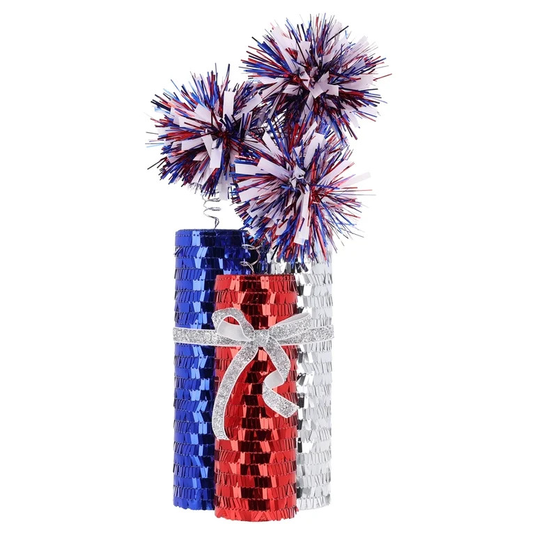 Sequin and Tinsel Fireworks Tabletop Decoration, Red/White/Blue, 12.75", Patriotic by Way To Cele... | Walmart (US)