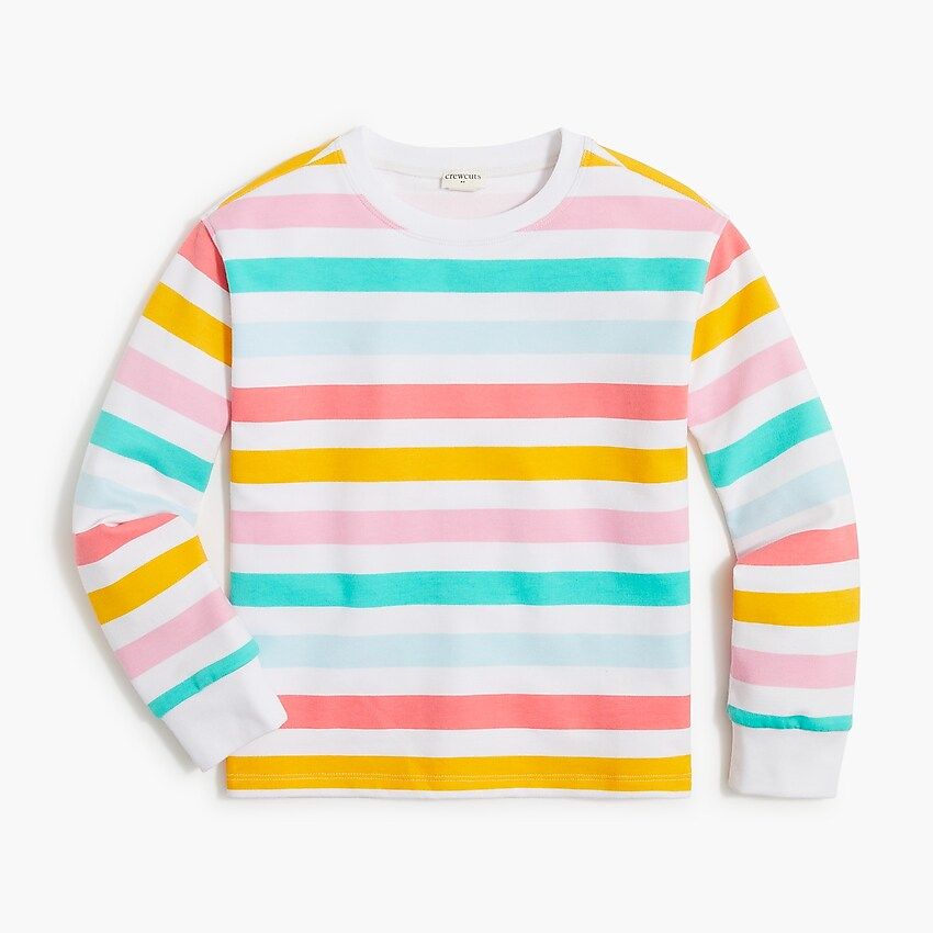 Girls' long-sleeve rainbow-striped sweatshirt | J.Crew Factory