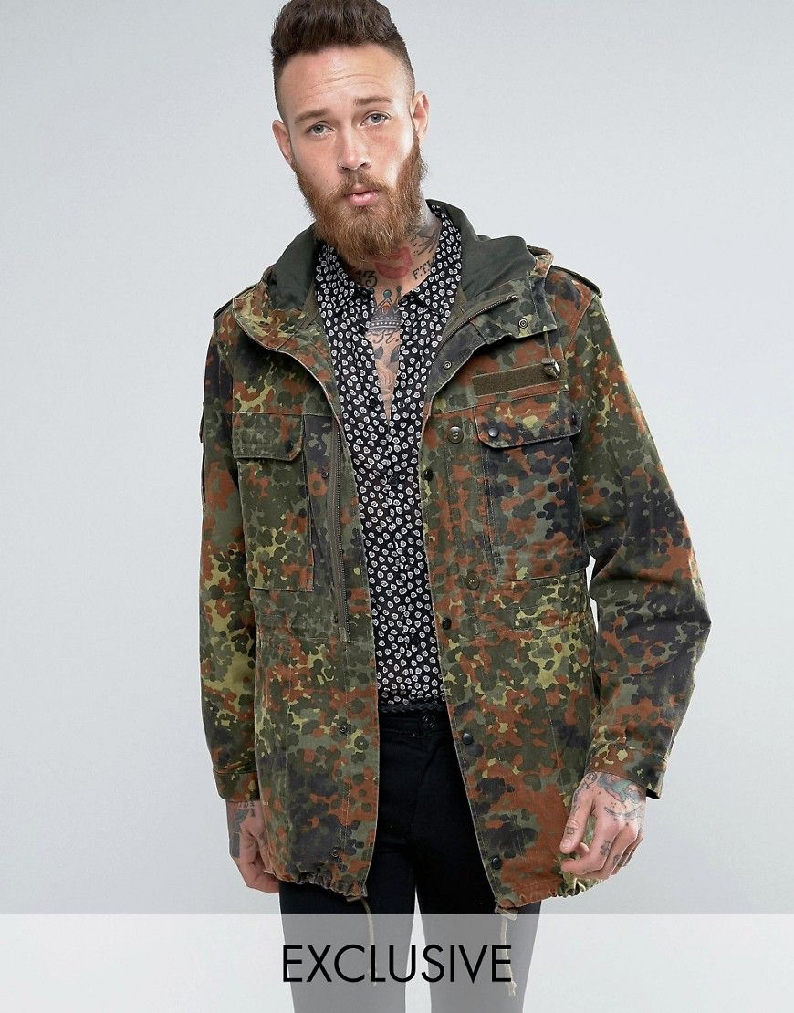 Reclaimed Vintage Revived Military Parka In Camo - Green | ASOS US