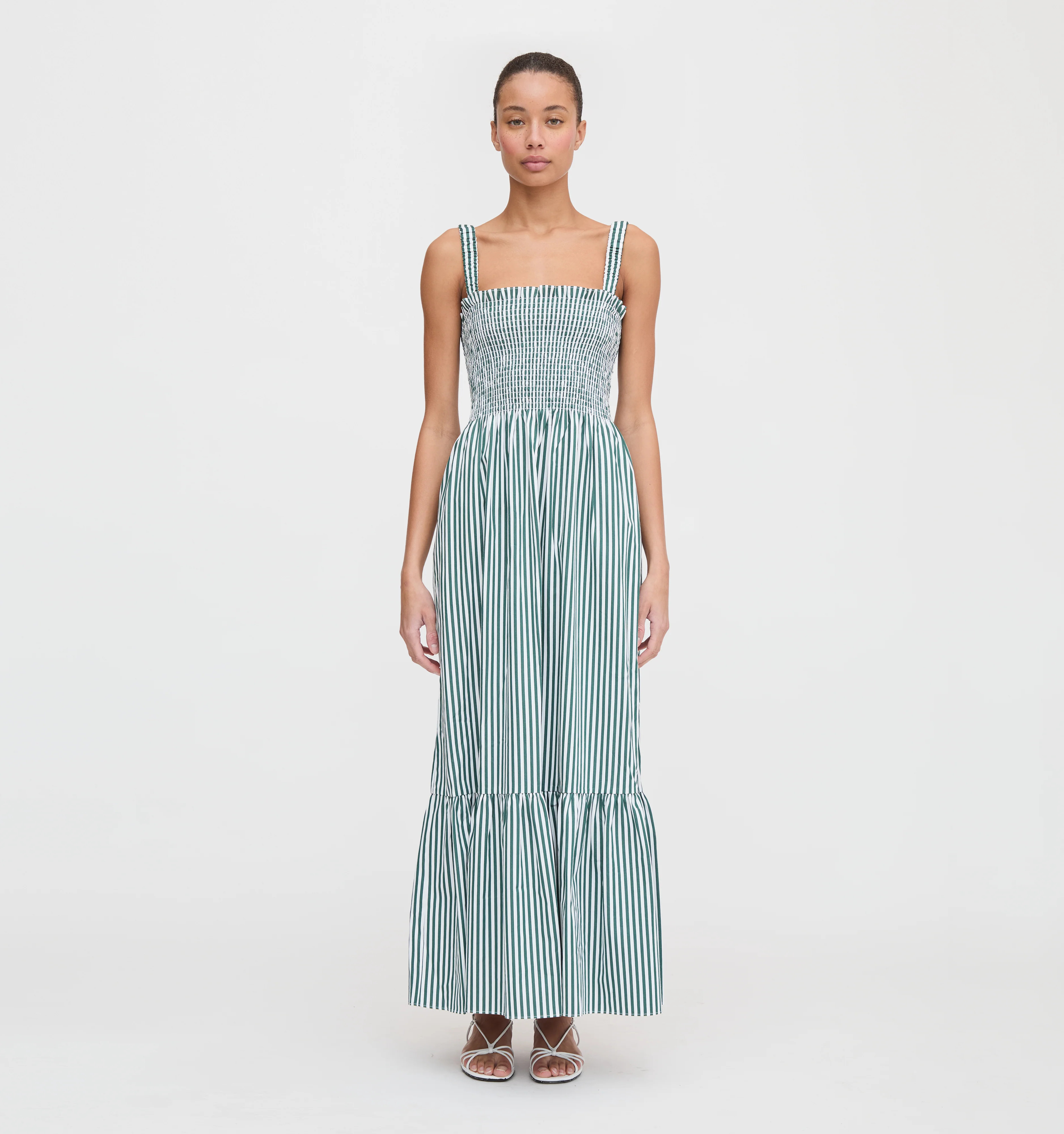 The Anjuli Nap Dress - Green Stripe | Hill House Home US