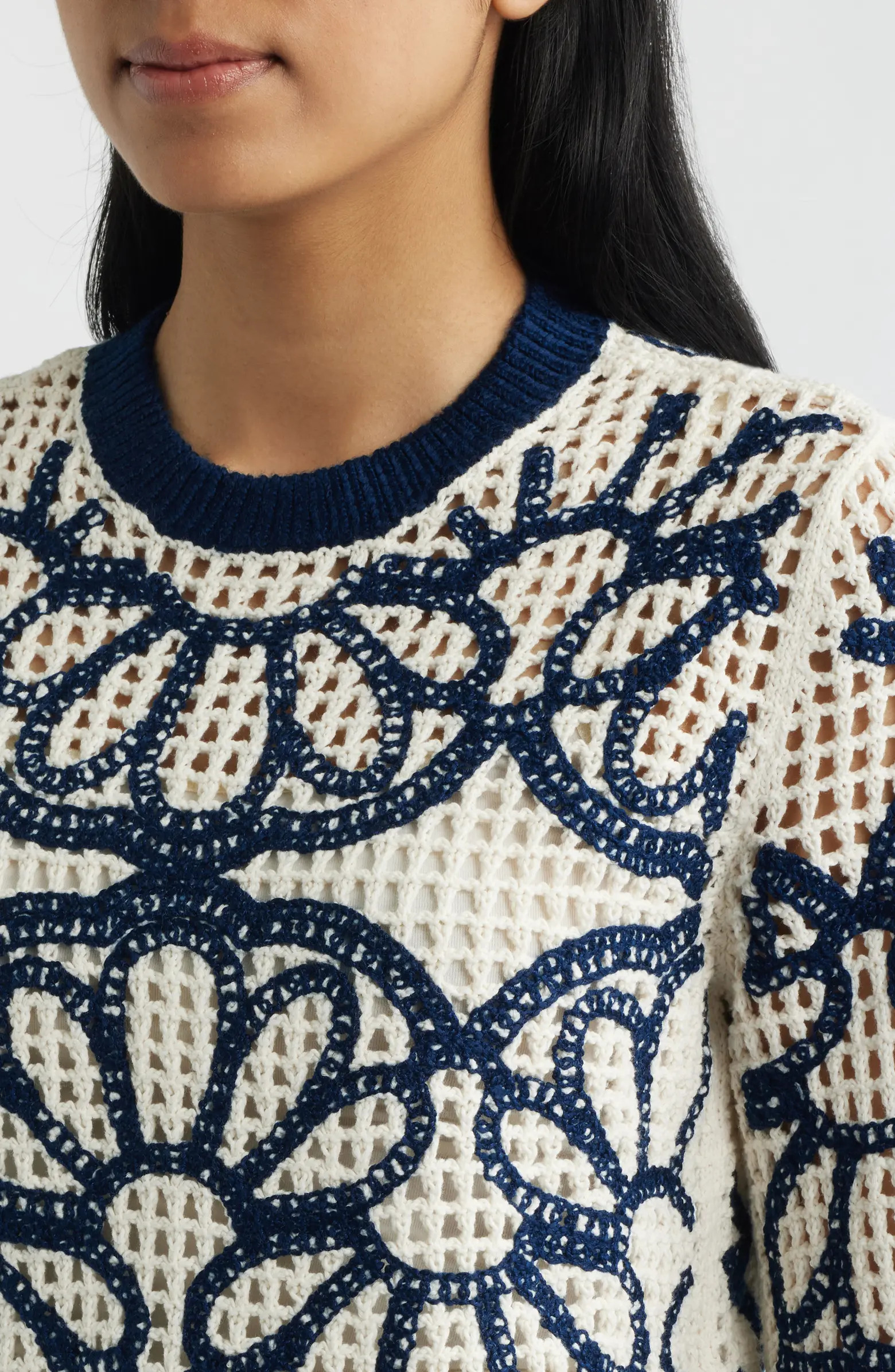 Madewell Rhoda Floral Embroidered Open Stitch Sweater | Nordstrom | Nordstrom