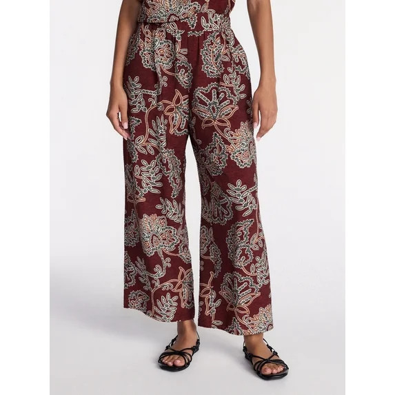 Time and Tru Women's Wide Leg Print Pants, Sizes XS-XXXL | Walmart (US)
