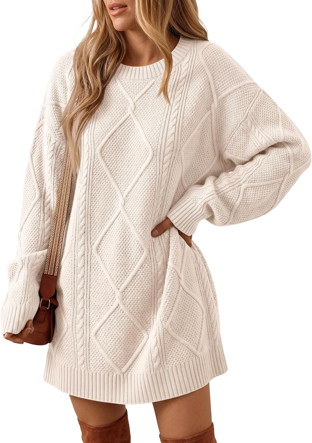 Trendy Queen Womens Sweater Dress Fall Cable Knit Casual Winter Outfits | Amazon (US)