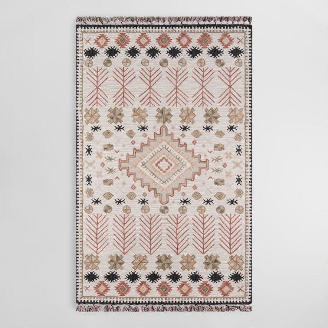 Ivory and Spice Tufted Wool Aelin Area Rug | World Market