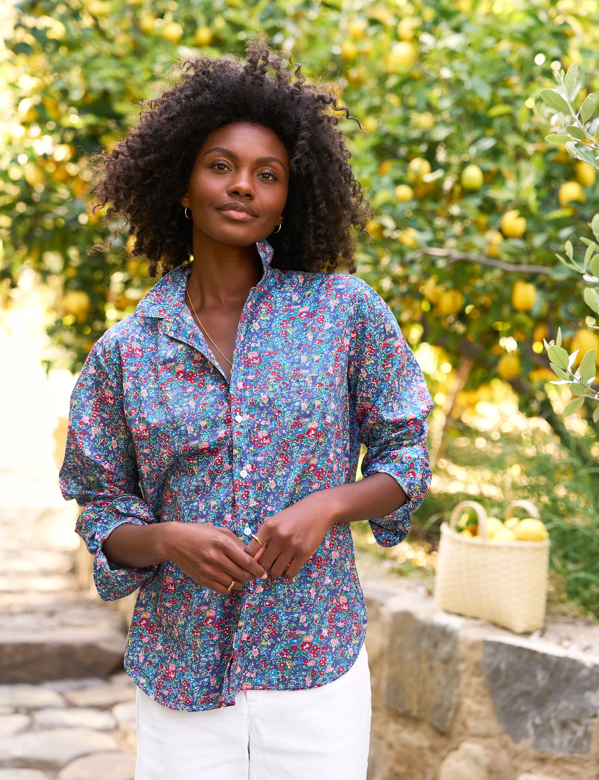 EILEEN Navy with Floral Print, Made with Liberty Fabric | Frank & Eileen