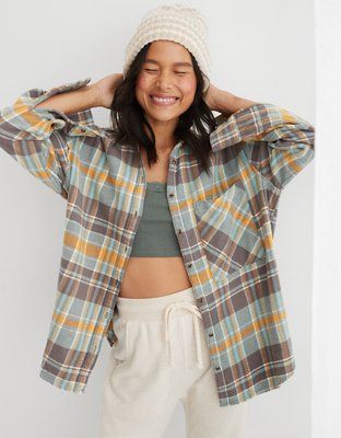 Aerie Anytime Fave Flannel Shirt | American Eagle Outfitters (US & CA)