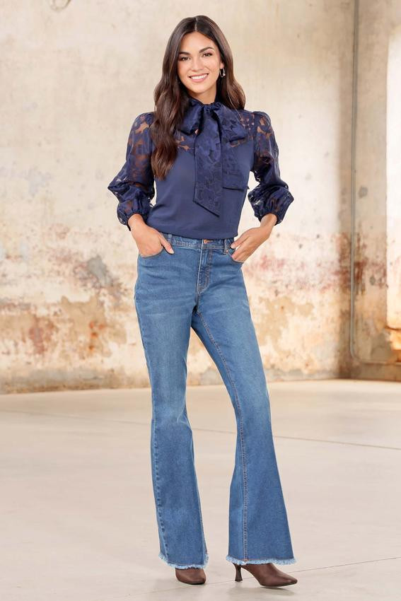 Curvy Frayed Flare Jeans | Cato Fashions
