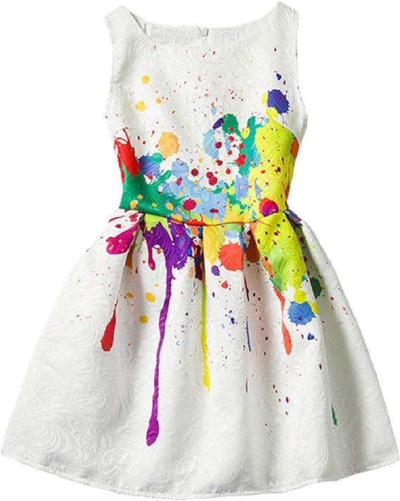 21KIDS Girls Kids Casual Dress Paint Butterfly Rose Animal Fall Sleeveless Dresses | Amazon (US)