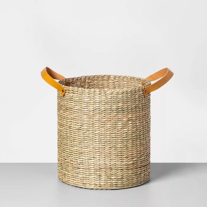 Tall Seagrass Basket with Leather Handle - Hearth & Hand™ with Magnolia | Target