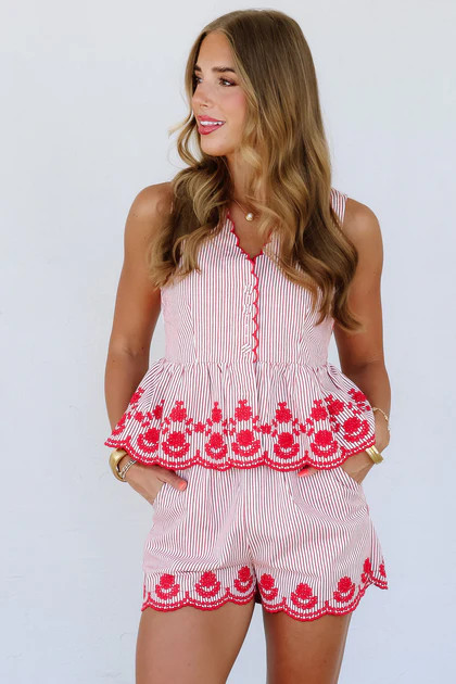 Skip A Beat Red Sleeveless Top | The Willow Tree