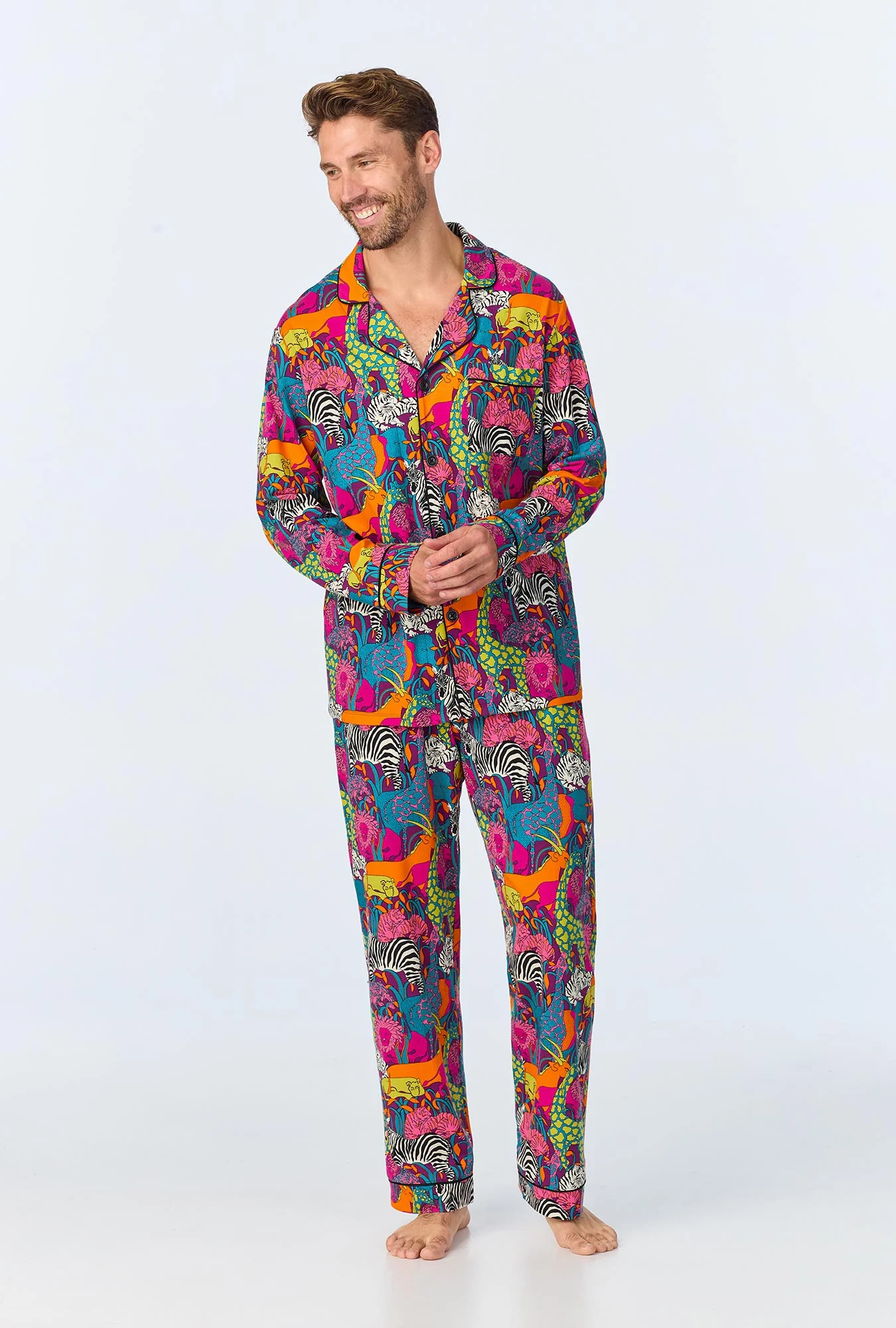 Jungle Men's Long Sleeve Long Pant Jersey PJ Set | Trina Turk