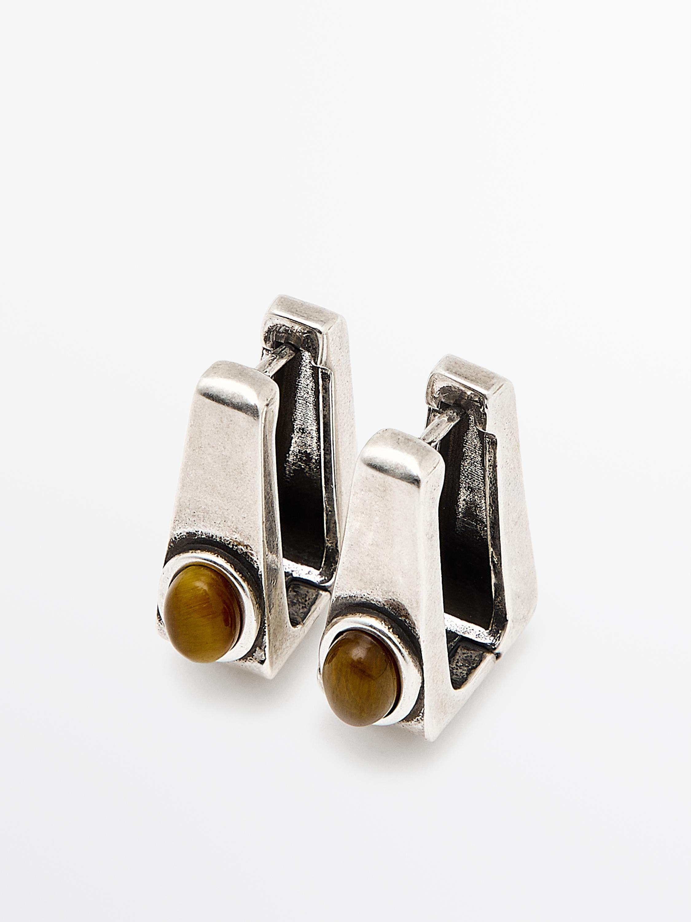 Geometric earrings with stone | Massimo Dutti US