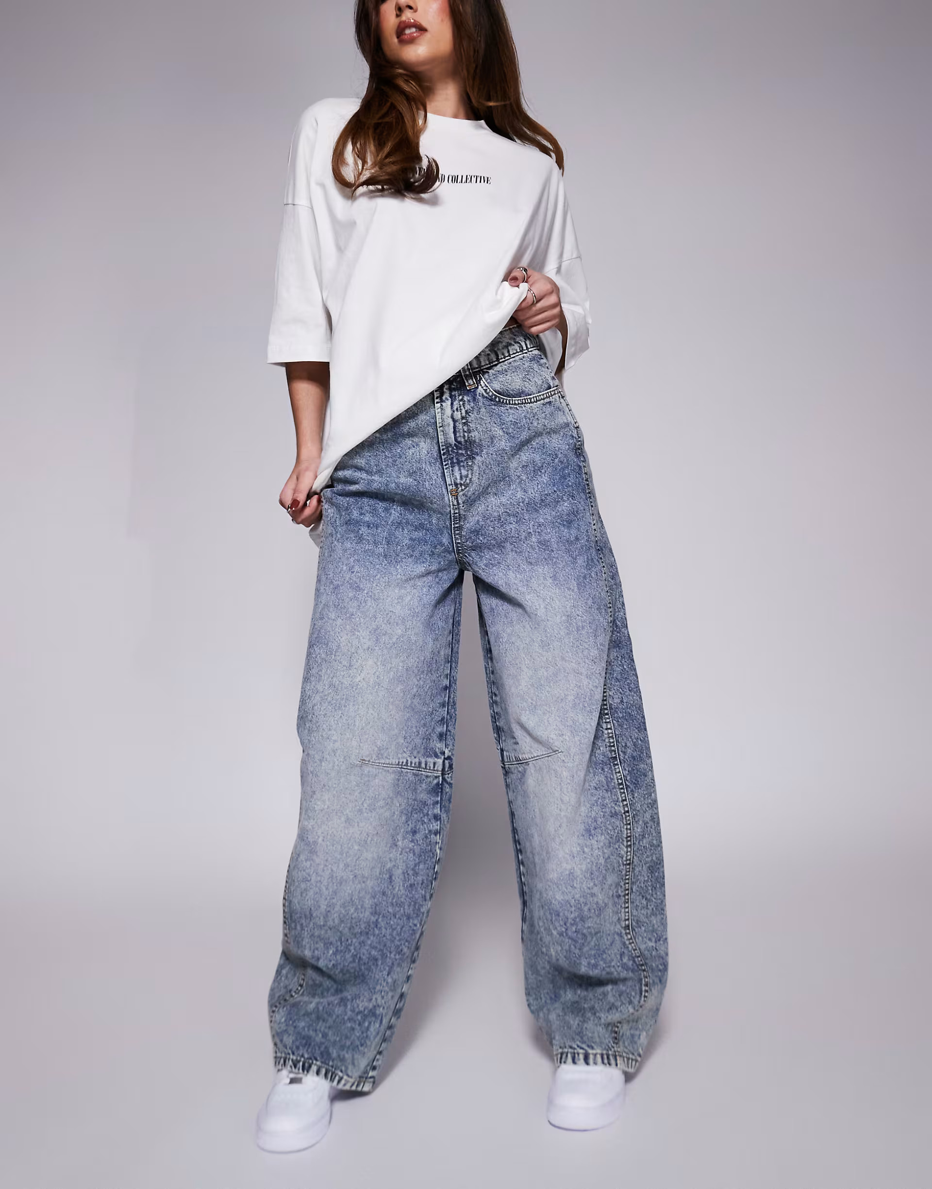 Weekend Collective barrel leg jean in blue bleach wash | ASOS (Global)