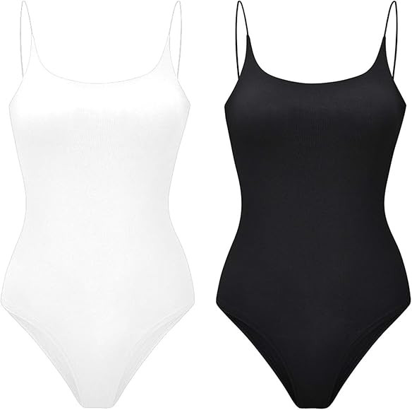 Amilia Women's Basic Casual Camisole Tank Leotard Bodysuit Tops Base Layer Cami Shirts Bodycon Jumps | Amazon (CA)