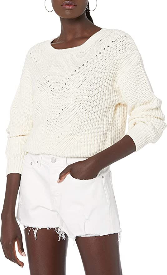 The Drop Women's Selena Cable Front Cropped Sweater | Amazon (US)