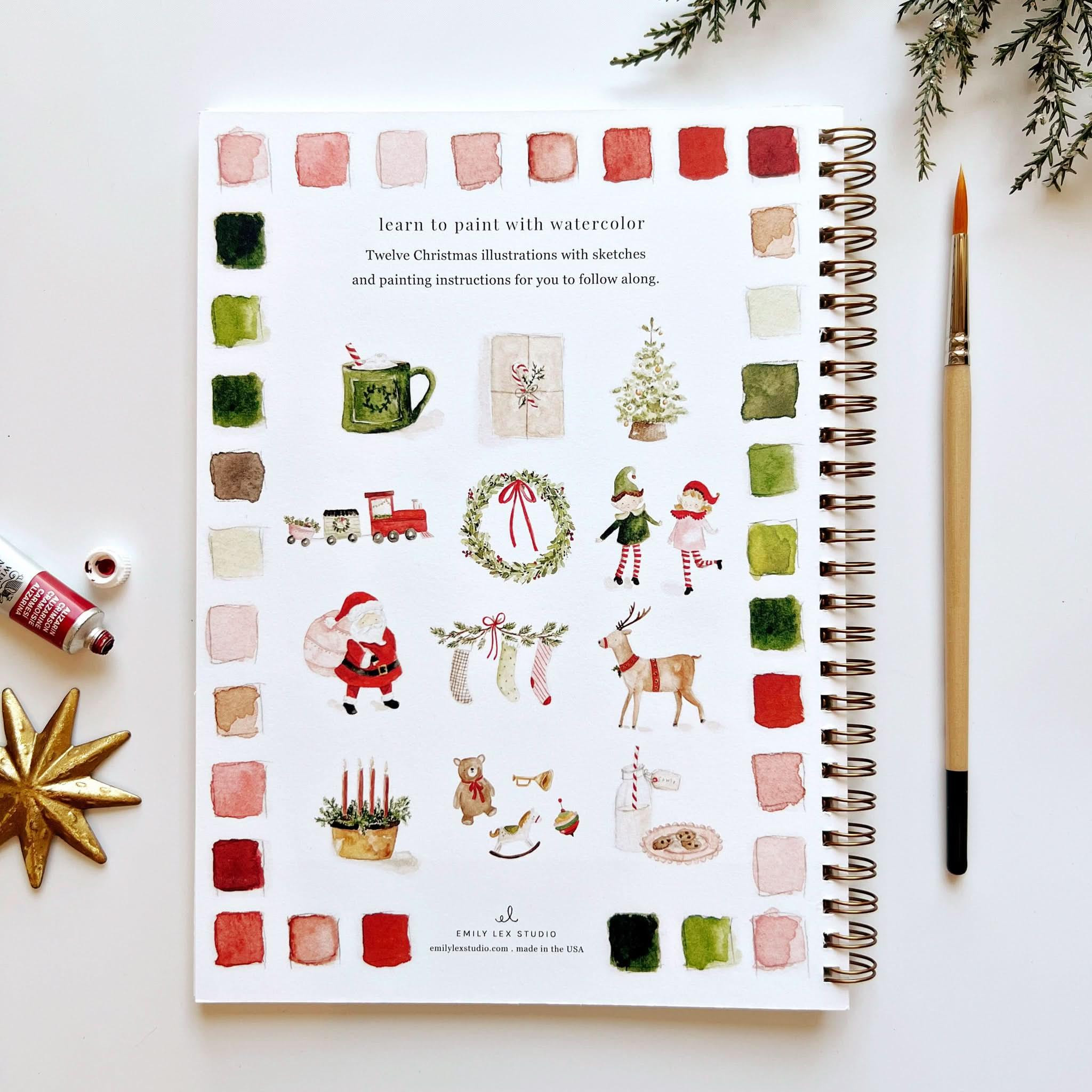 christmas watercolor workbook | Emily Lex Studio