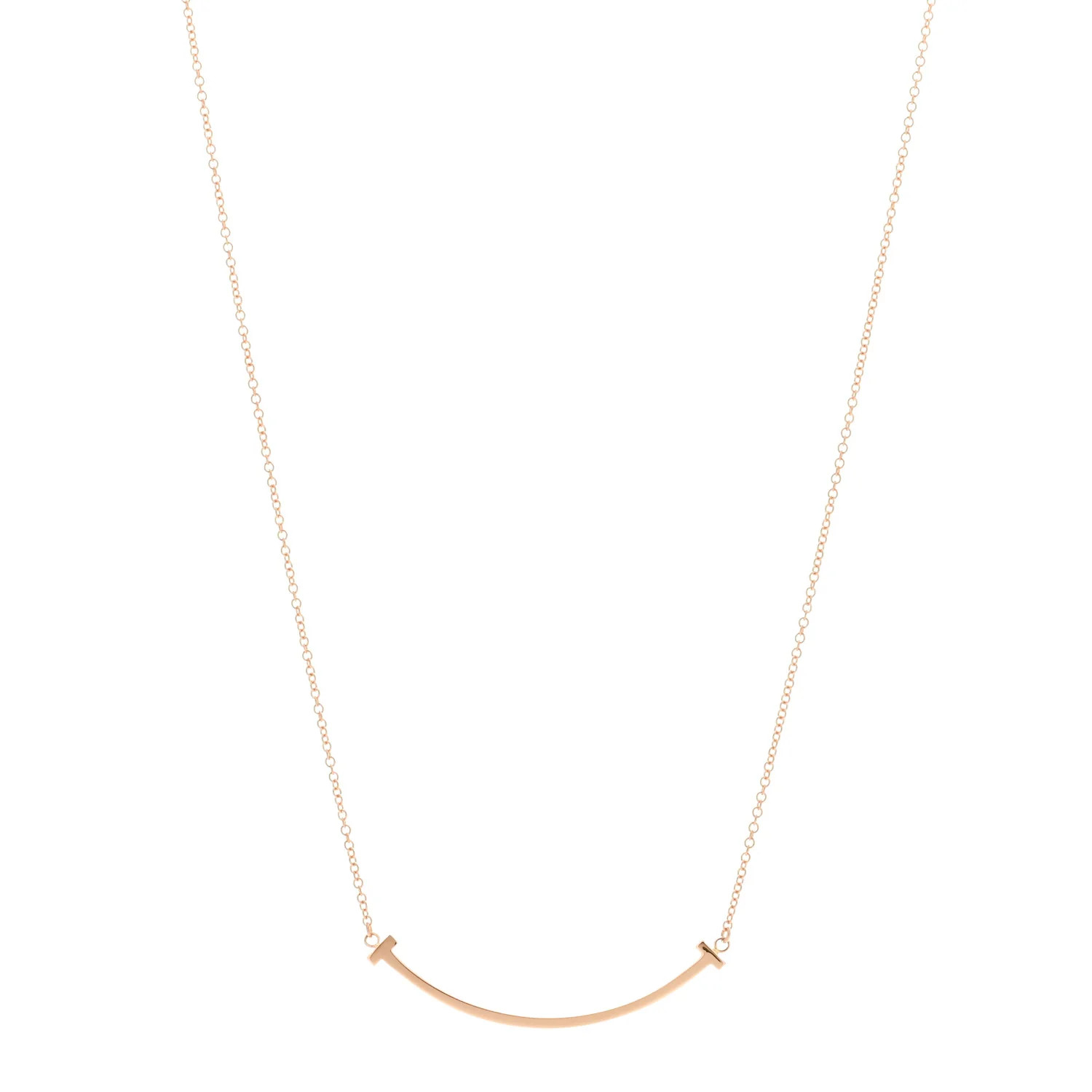 18K Rose Gold Small T Smile Pendant Necklace | FASHIONPHILE (US)