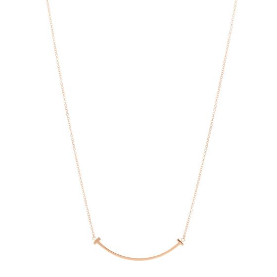 18K Rose Gold Small T Smile Pendant Necklace | FASHIONPHILE (US)