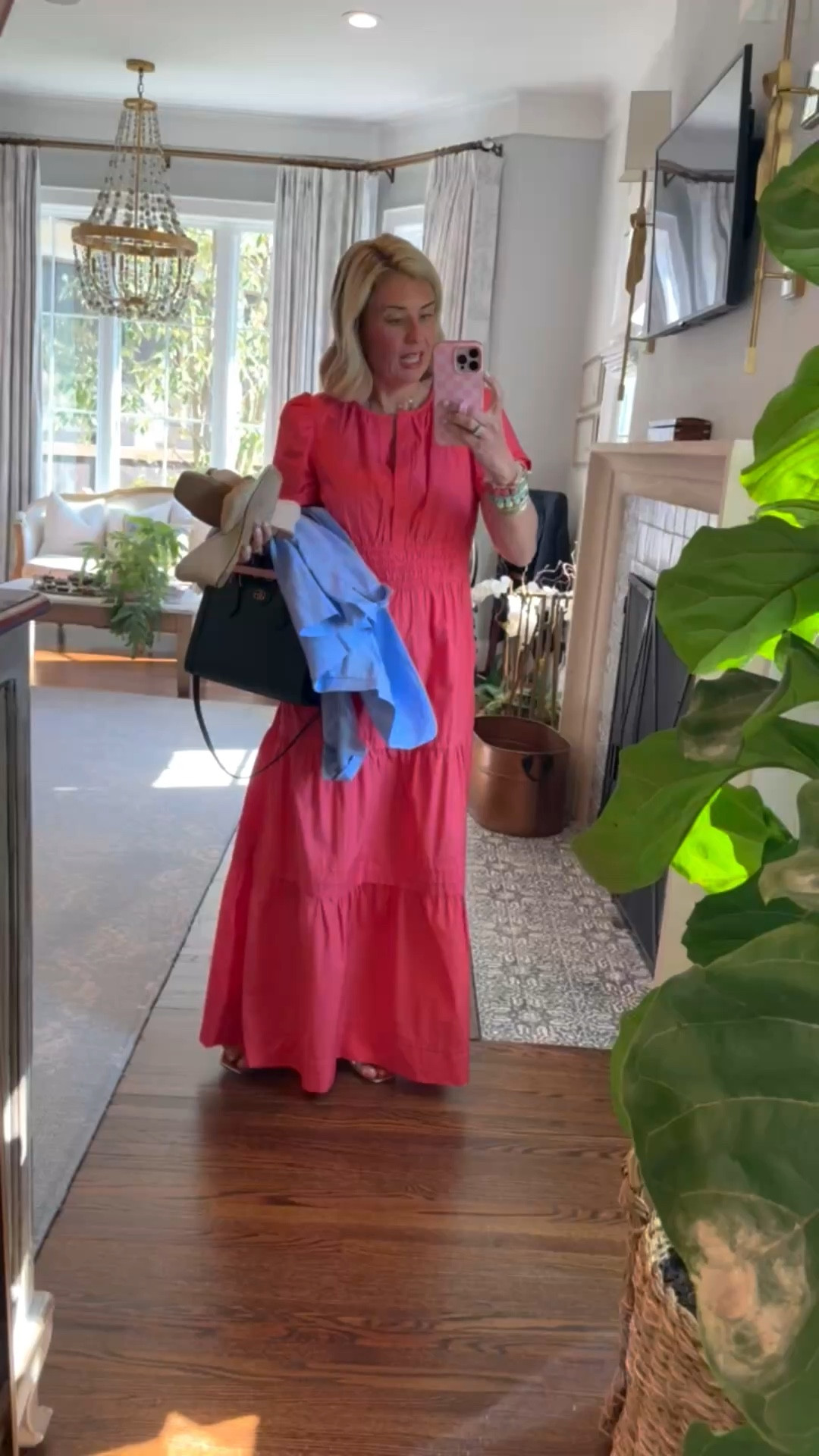 OOTD…the coral maxi dress from Quince & trying decide which shoe! Taking a blazer for a layer and off I go! 
Dress - xs
Sandals - 8 tts ￼  
*Use Loopy code mixandmatchmadness 
*Use Allie + Bess code Catherine20

#LTKdayinmylife #LTKootd #LTKmomlife