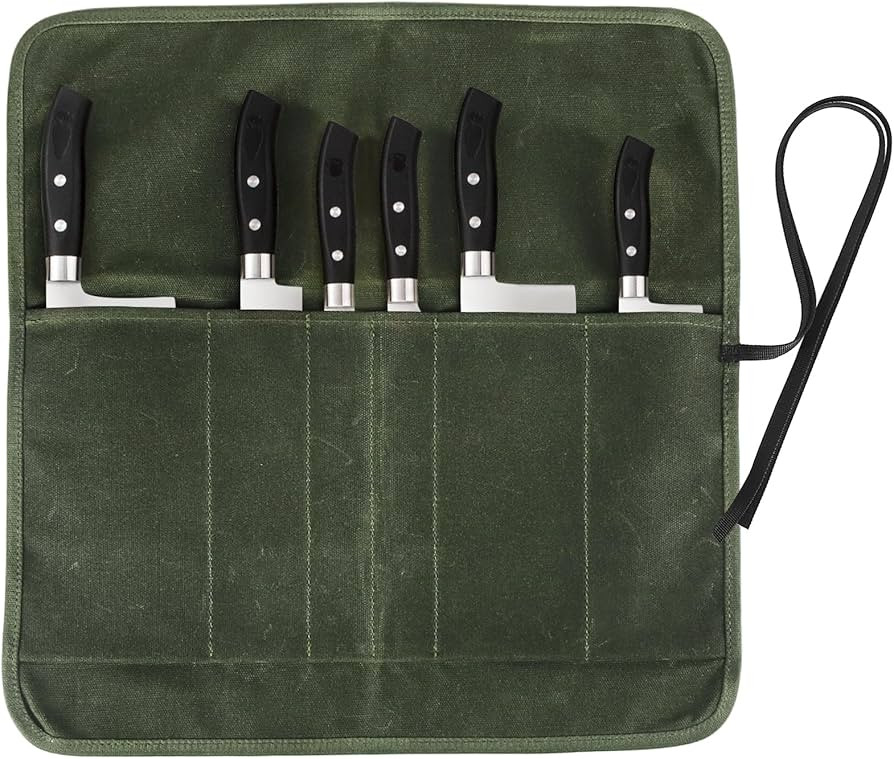 Knife Roll Bag, Chef’s Knife Roll Bag, Heavy Duty Chef Knife Roll Bag with 6 Slots, Waxed Canva... | Amazon (US)