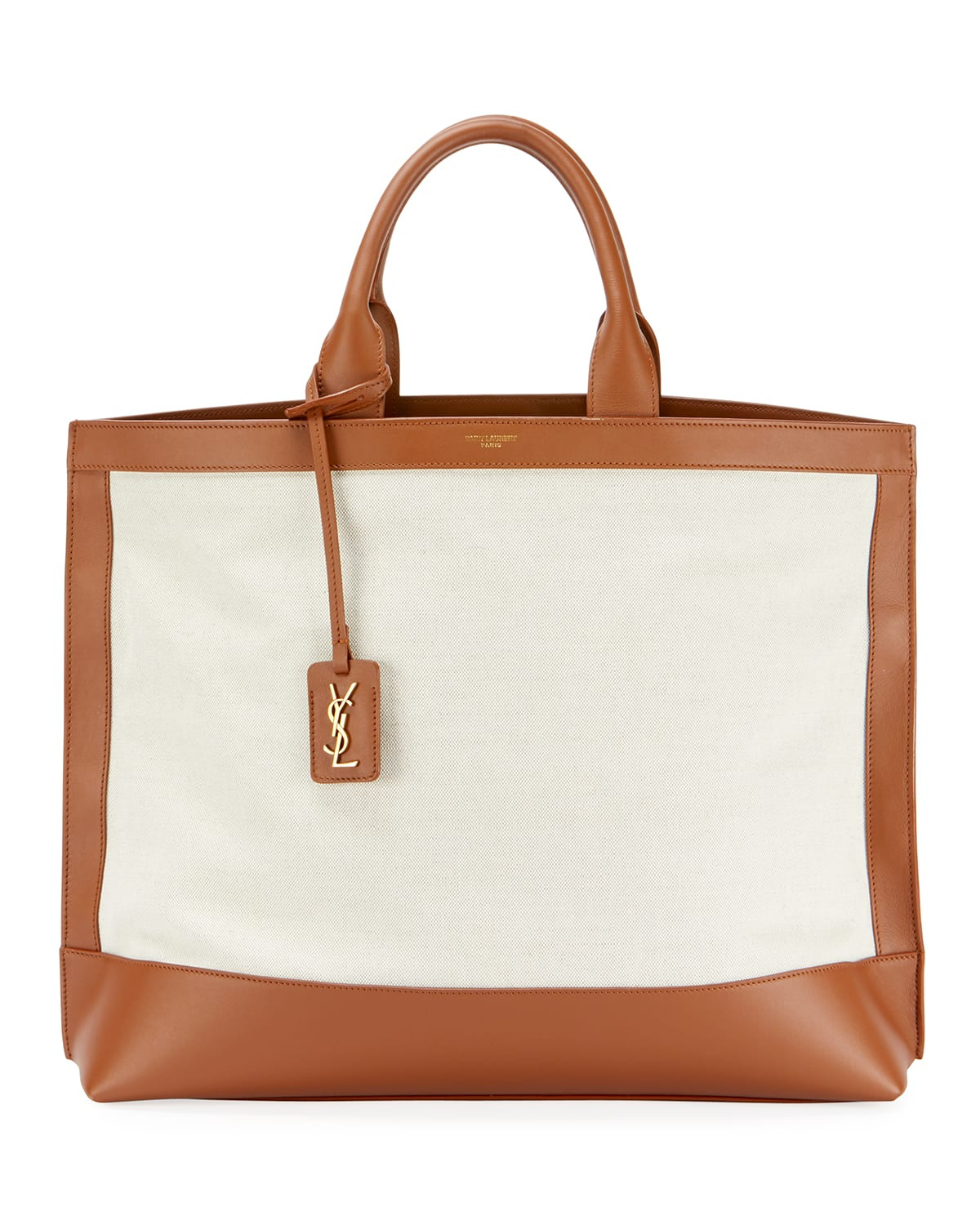 Cabas Linen Tote Bag with YSL Tag | Neiman Marcus