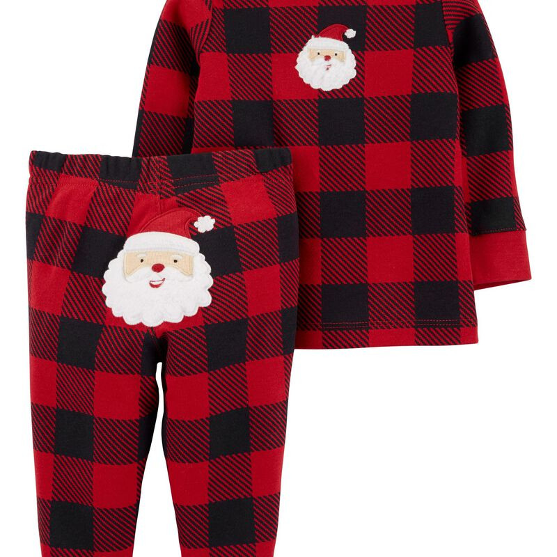 2-Piece Buffalo Check Top & Santa Pant Set | Carter's
