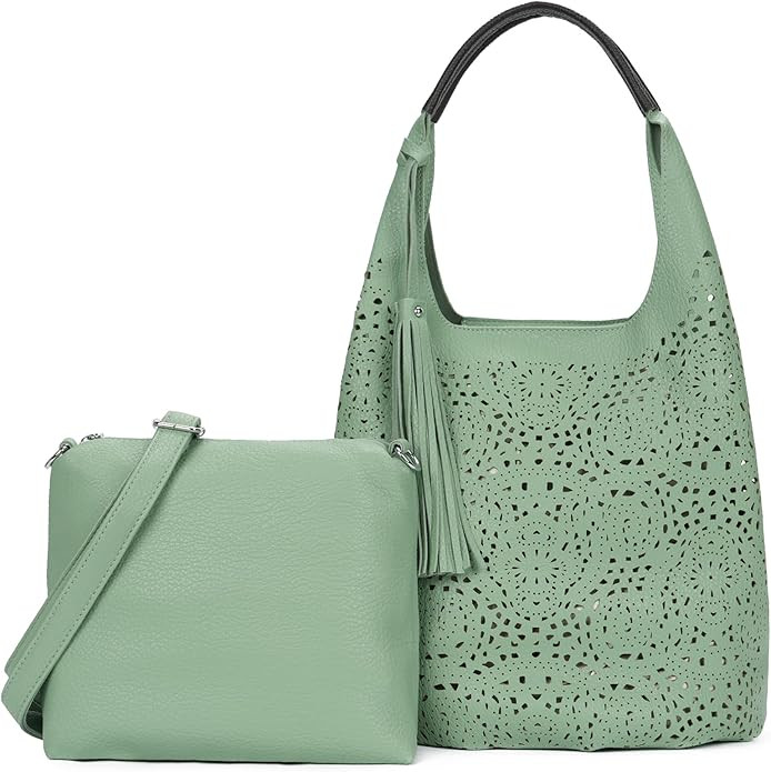 ALEX&MIA Hobo Bag for Women – Trendy Large Tote, Hollow Design, Crossbody & Shoulder Bag – Pe... | Amazon (US)