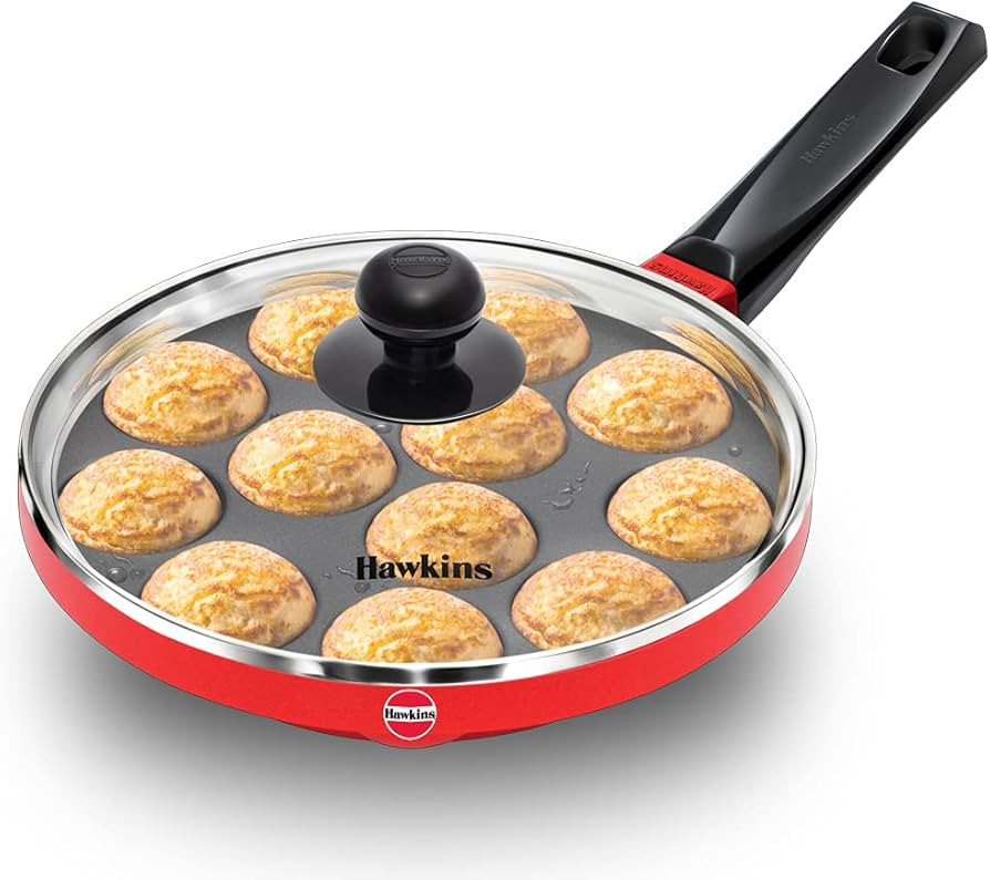 Hawkins Nonstick Appe Pan with Glass Lid, 12 Cups, Diameter 20 cm, Black, Cast Aluminium, Red | Amazon (US)