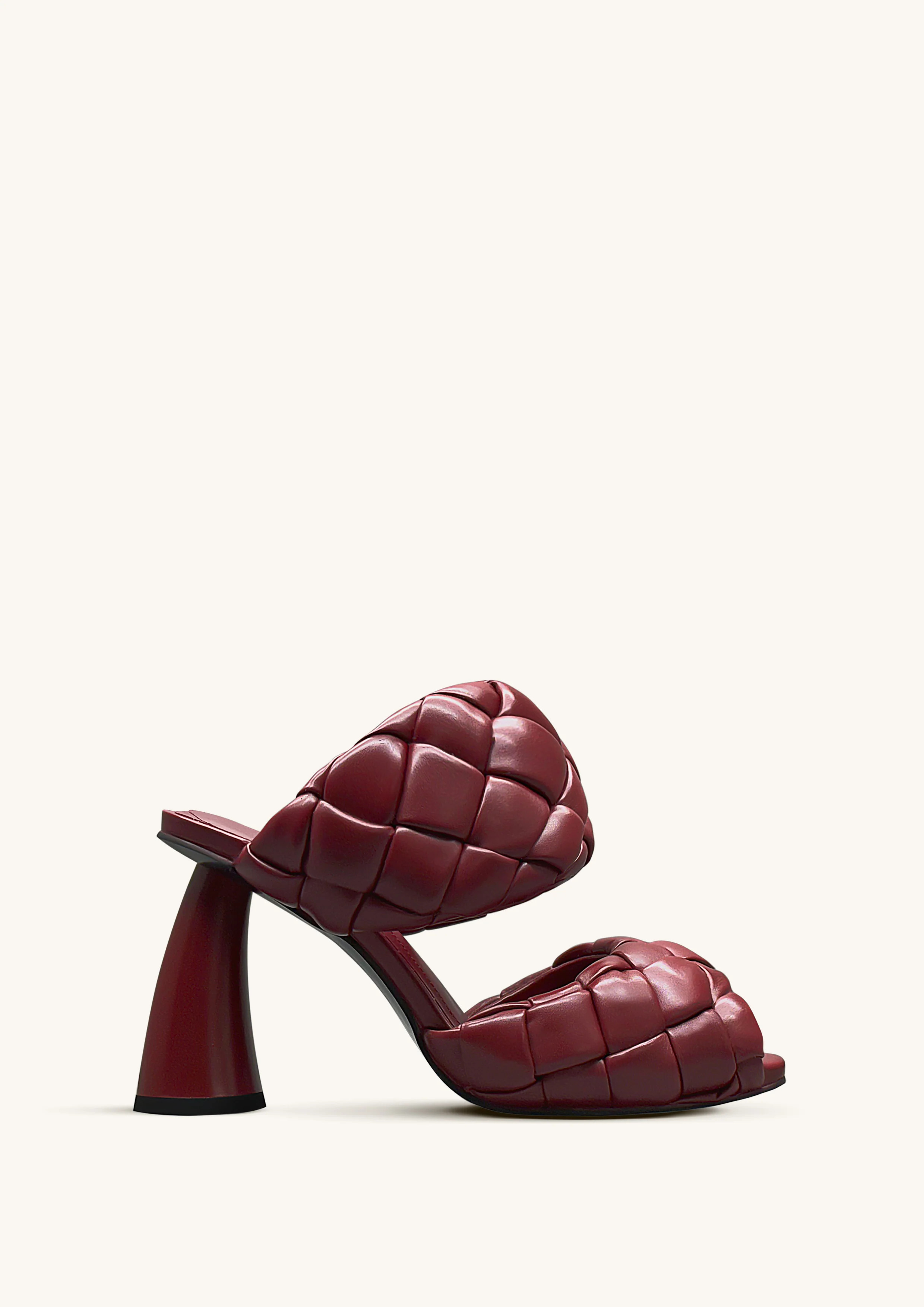 Lillian Weave Leather Heel Mules – Burgundy | JW PEI US