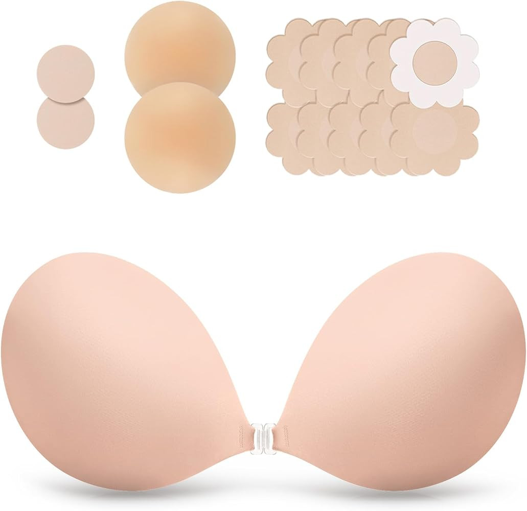 OEAK Womens Strapless Sticky Bra Invisible Adhesive Bras for Backless Dress | Amazon (US)