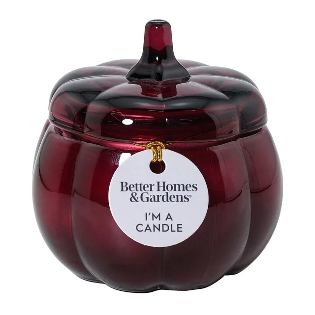 Better Homes & Gardens 5 oz Black Crimson Glass Pumpkin Jar Candle, Farm Apple Pumpkin | Walmart (US)