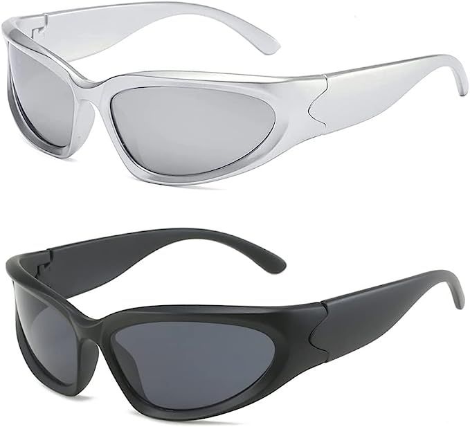 BAWUYI Y2K Wrap Around Sunglasses for Men Women 2000s Accessories Cool Cyber Glasses Sports Biker... | Amazon (US)