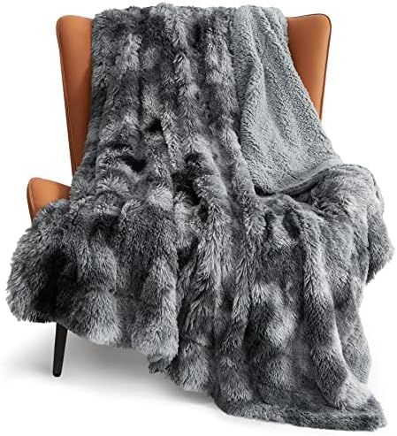 Bedsure Faux Fur Throw Blanket for Couch Grey - Tie-dye Fuzzy Fluffy Super Soft Furry Plush Decor... | Amazon (US)