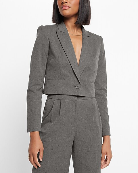 Peak Lapel One Button Cropped Blazer | Express