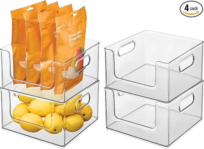 iDesign Stackable Clear Open Front Storage Bin, Easy Access Organizer for Pantry or Cabinet, 4-Pa... | Amazon (US)
