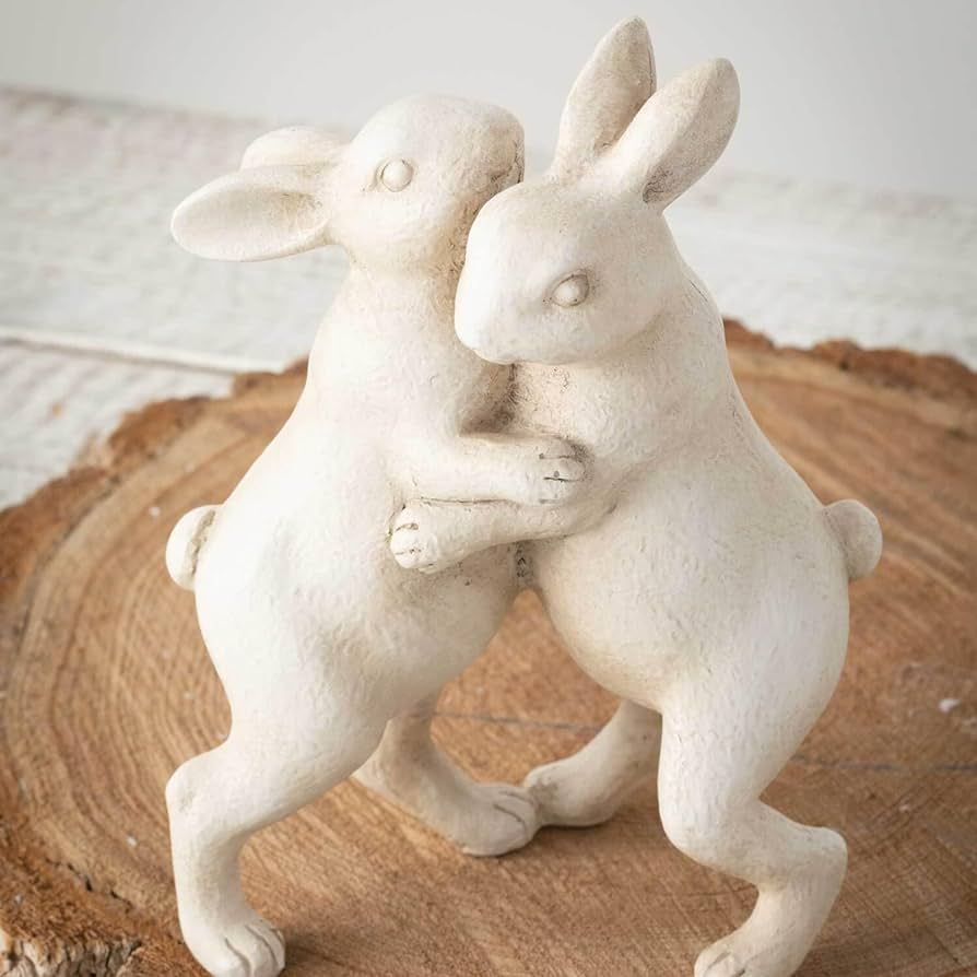 Amazon.com: The Bridge Collection Cream Colored Dancing Bunnies - Resin Bunny Figurines - Indoor ... | Amazon (US)