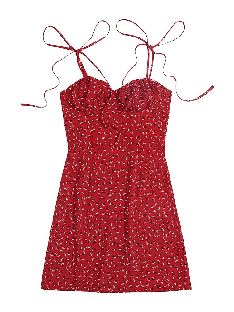Floerns Women's Summer Tie Strap Ditsy Floral A Line Cami Dress | Amazon (US)