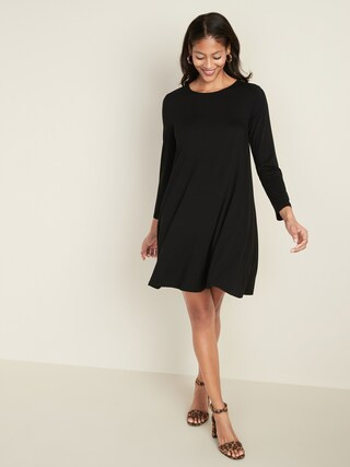 Long-Sleeve Jersey-Knit Swing Dress for Women | Old Navy (US)