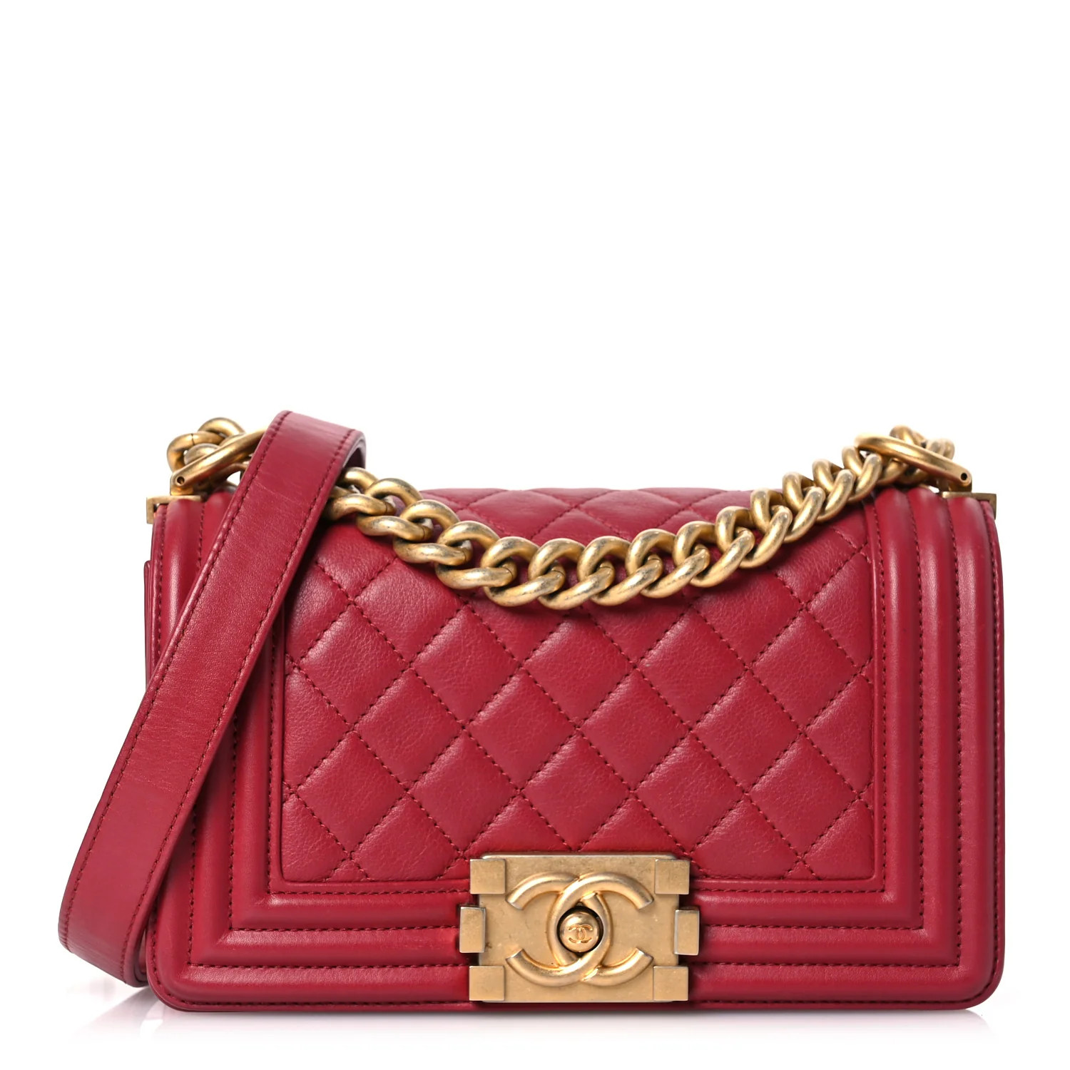 Calfskin Quilted Small Boy Flap Red | FASHIONPHILE (US)