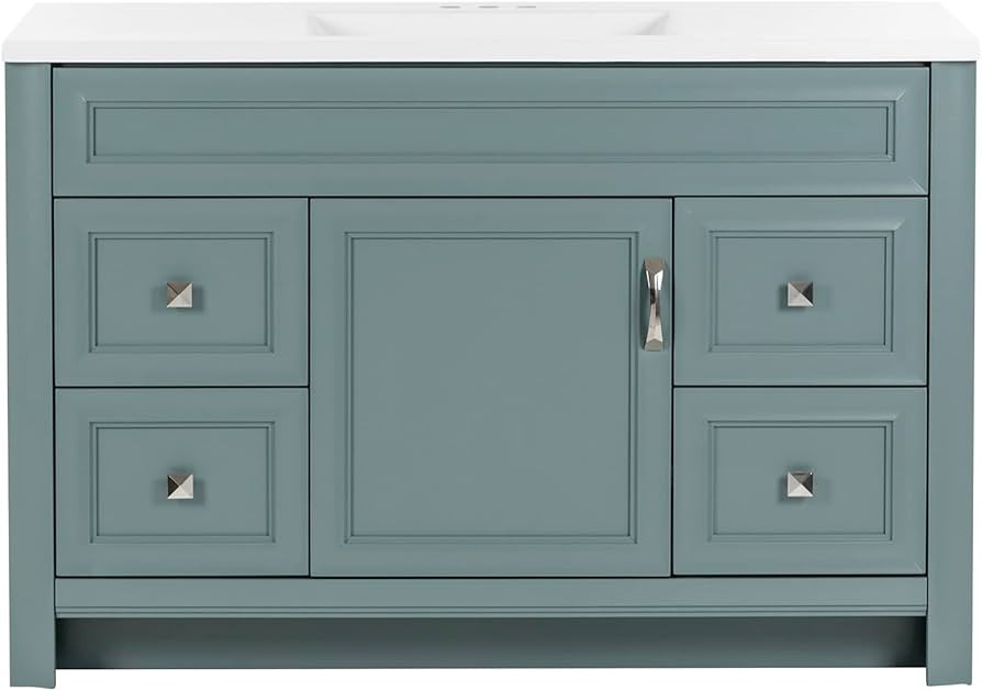 Spring Mill Cabinets Nimay 48 Inch Bathroom Vanity with White Single Sink Countertop, 1-Door Cabi... | Amazon (US)