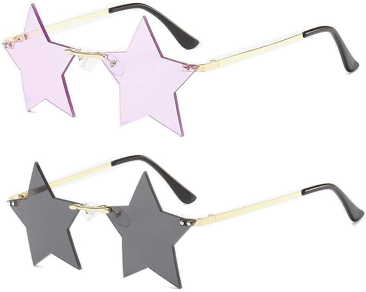 2PC Star shape Rimless Sunglasses for women/men Personality pentagram Party glasses Trending Stre... | Amazon (US)