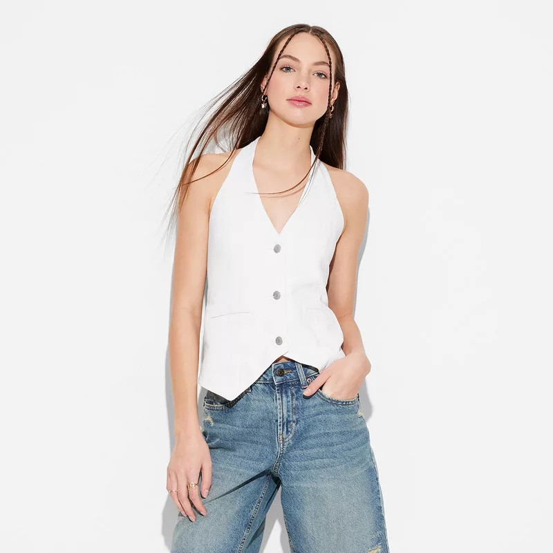Women's Open-Back Halter Denim Vest - Wild Fable™ | Target