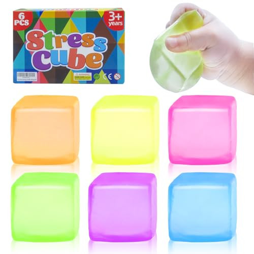 6 Pack Stress Cube Squishy Stress Balls for Adults Kids, Sensory Fidget Toys for Anxiety Stress Relief, Calming Toys Slow Rising Stress Balls Stretchy for Autism & ADHD, Malt Sugar Ball | Amazon (US)